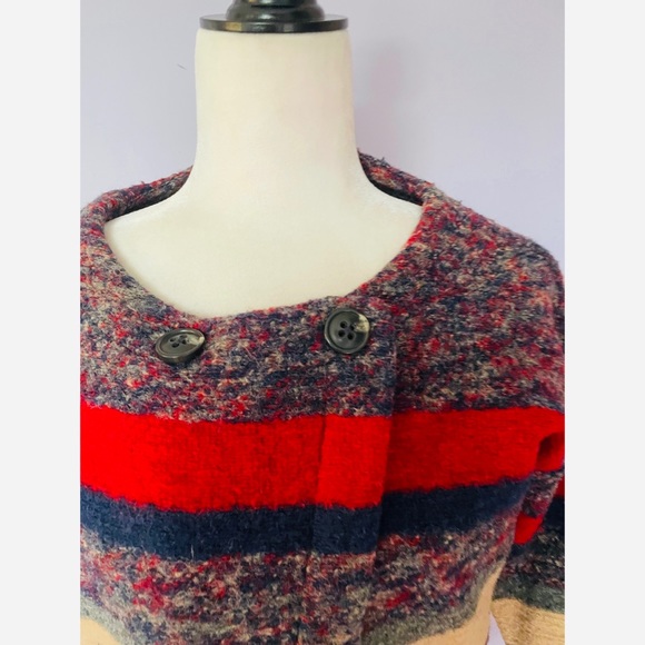 Madewell Red Grey Hi-line Stripe Boucle Knit Wool Cardigan Jacket - Picture 4 of 6